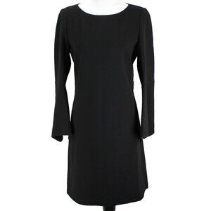 Lafayette 148 Paloma Ponte Knit Dress Womens Size M Solid Black Long Bell Sleeve